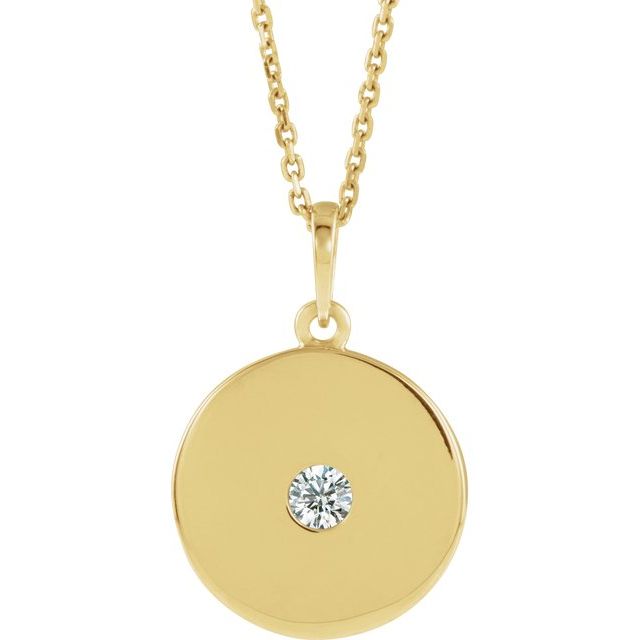 14K Yellow 1/10 CTW Diamond Disc Necklace 1