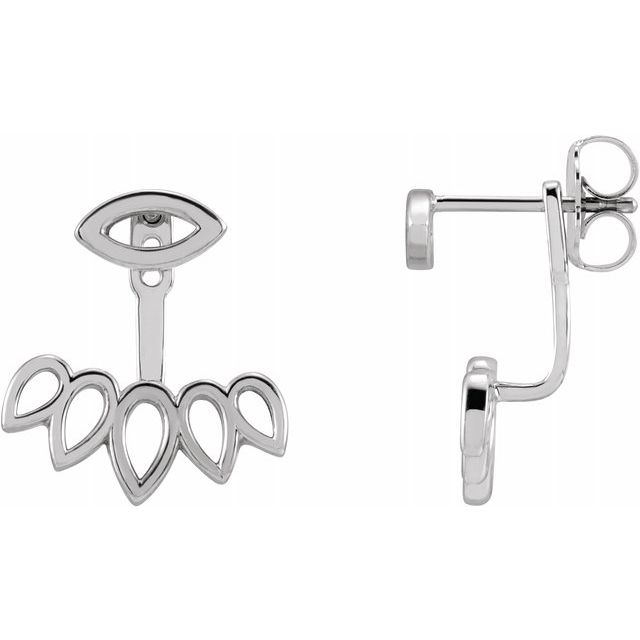Sterling Silver Geometric Ear Jacket Stud Earrings 1