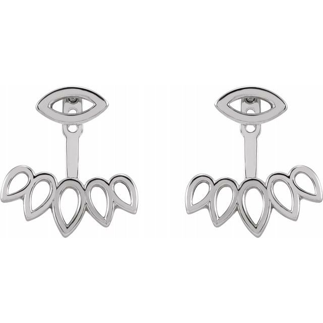 Sterling Silver Geometric Ear Jacket Stud Earrings 2