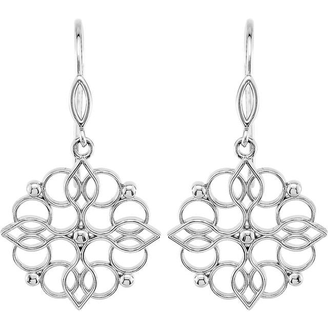 Sterling Silver 35x19 mm Floral-Inspired Earring 2
