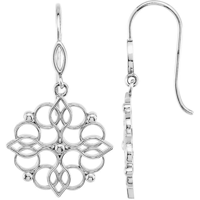 Sterling Silver 35x19 mm Floral-Inspired Earring 1