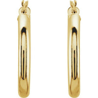 14K Yellow Gold 25 mm Tube Hoop Earrings