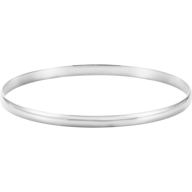 14K White 4 mm Half Round Bangle 7 1/2" Bracelet 1