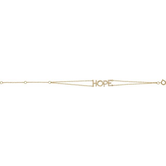 14K Yellow 1/4 CTW Diamond Hope 5-7" Bracelet 2