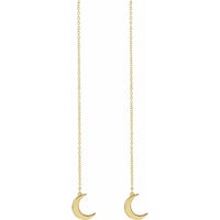 14K Yellow Gold Crescent Chain Earrings