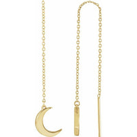 14K Yellow Gold Crescent Chain Earrings