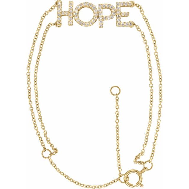14K Yellow 1/4 CTW Diamond Hope 5-7" Bracelet 1