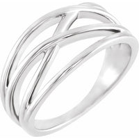Sterling Silver 10.2 mm Criss-Cross Ring 1