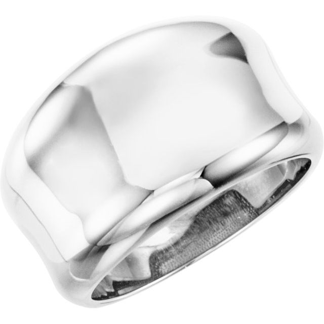 14K White Concave Ring 1
