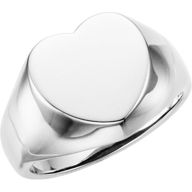 Sterling Silver 12x12 mm Heart Signet Ring 1