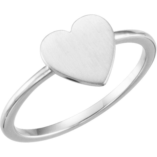 14K White Heart Engravable Ring 1