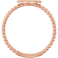 14K Rose Heart Engravable Beaded Ring 2