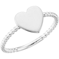 Continuum Sterling Silver Heart Engravable Beaded Ring 1