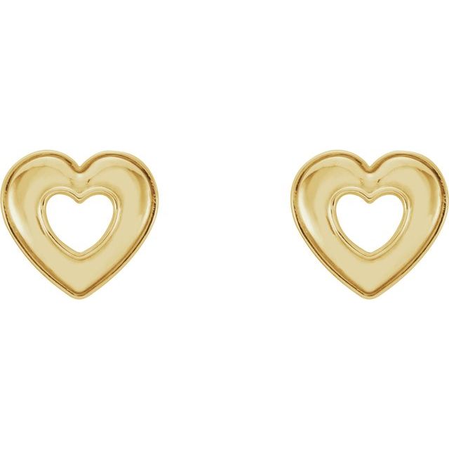 14K Yellow Heart Earrings 2