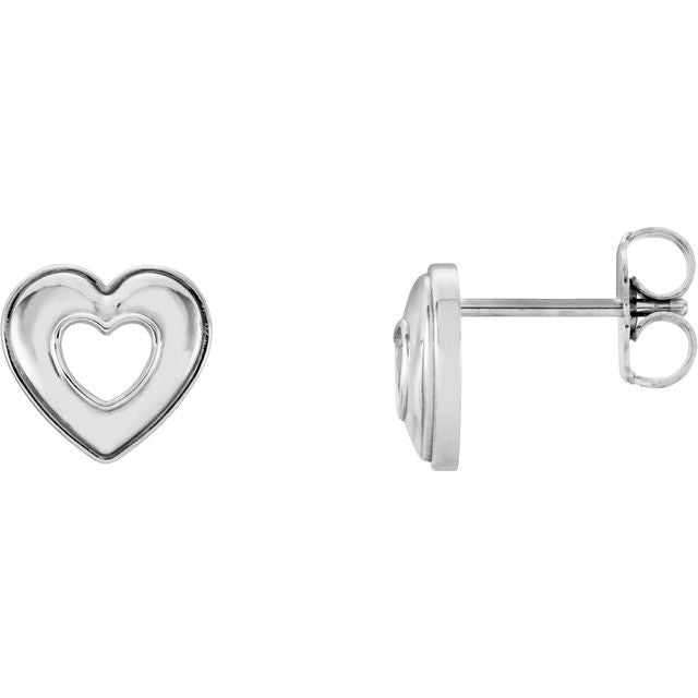 14K White Heart Earrings 1