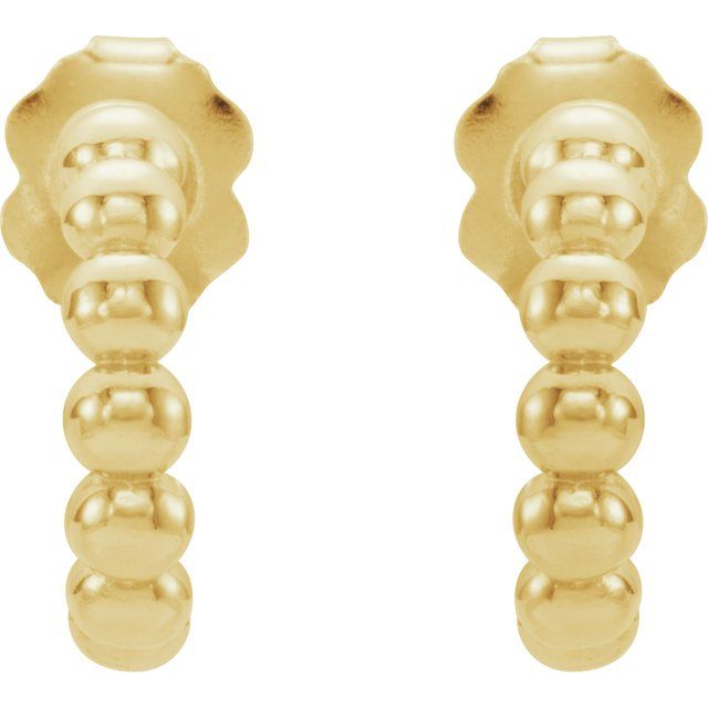 14K Yellow 12 mm Beaded Hoop Earrings 1