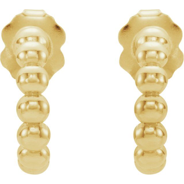 14K Yellow 12 mm Beaded Hoop Earrings 1
