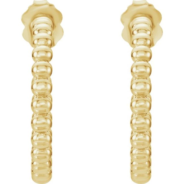 14K Yellow 21 mm Beaded Hoop Earrings 1