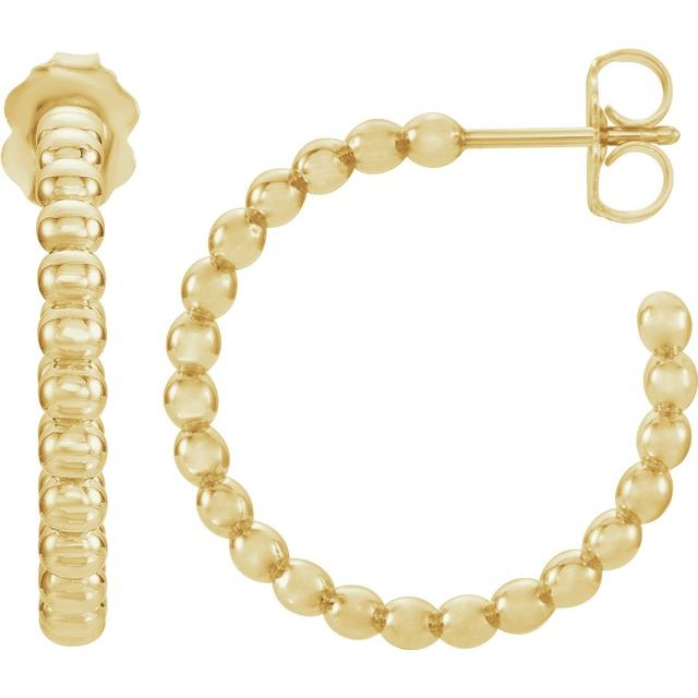 14K Yellow 21 mm Beaded Hoop Earrings 2