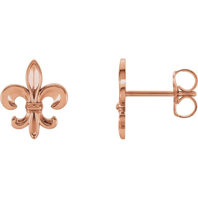 14K Rose Fleur-De-Lis Earrings 1