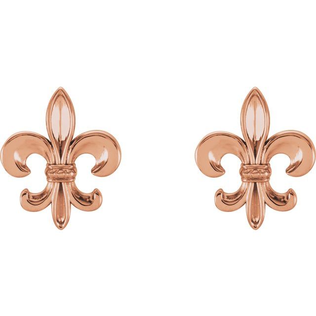 14K Rose Fleur-De-Lis Earrings 2