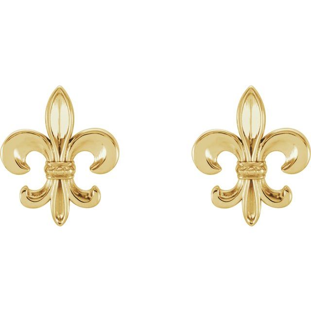 14K Yellow Fleur-De-Lis Earrings 2