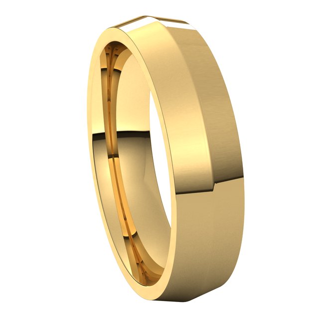 18K Yellow Gold 5 mm Knife Edge Comfort Fit Wedding Band 6
