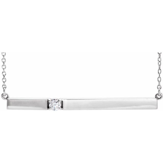 14K White 1/10 CTW Diamond Bar 17.5" Necklace 1