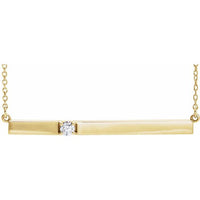 14K Yellow 1/10 CTW Diamond Bar 17.5" Necklace 1
