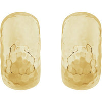 14K Yellow 15.2x7.9 mm Hammered J-Hoop Earrings 2