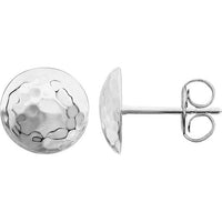 14K White Hammered Disk Earrings 1