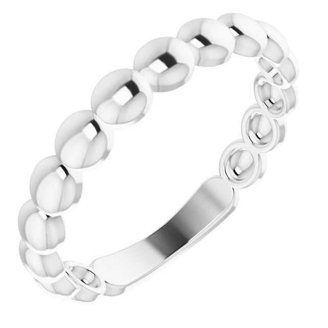 Sterling Silver Beaded Stackable Ring 1