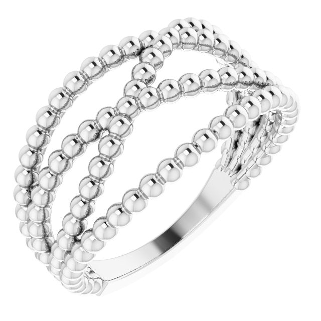 Sterling Silver Beaded Criss-Cross Ring 1