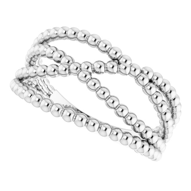 Sterling Silver Beaded Criss-Cross Ring 5