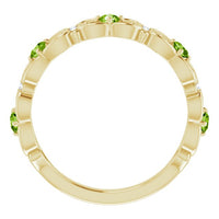 14K Yellow Natural Peridot & .02 CTW Natural Diamond Scroll Ring