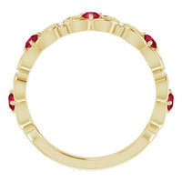 14K Yellow Lab-Grown Ruby & .02 CTW Natural Diamond Scroll Ring