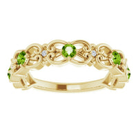 14K Yellow Natural Peridot & .02 CTW Natural Diamond Scroll Ring