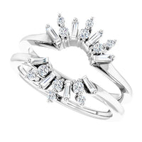 14K White 1/3 CTW Natural Diamond Art Deco Baguette Ring Guard 