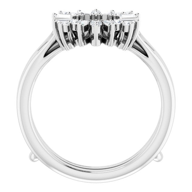 14K White 1/3 CTW Natural Diamond Art Deco Baguette Ring Guard 