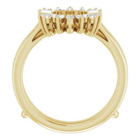 14K Yellow 1/3 CTW Natural Diamond Art Deco Baguette Ring Guard 
