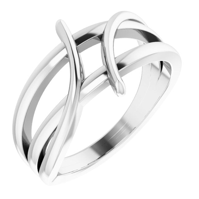 Sterling Silver 12.4 mm Freeform Bypass Ring 1