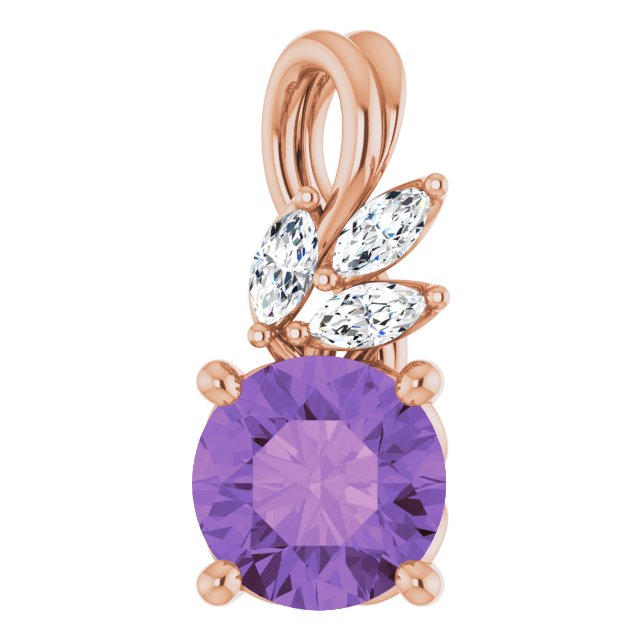 14K Rose Amethyst & 1/10 CTW Diamond Pendant 1