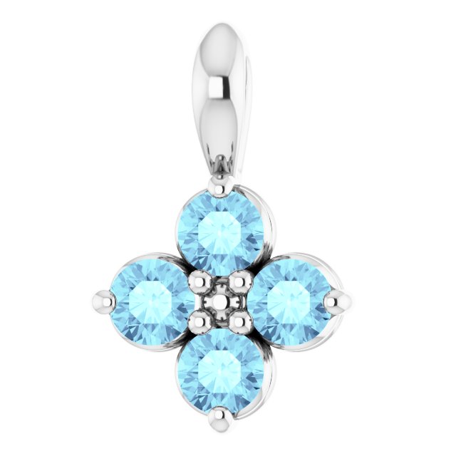 14K White Youth Aquamarine Pendant 1