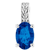 14K White Lab-Created Sapphire Pendant