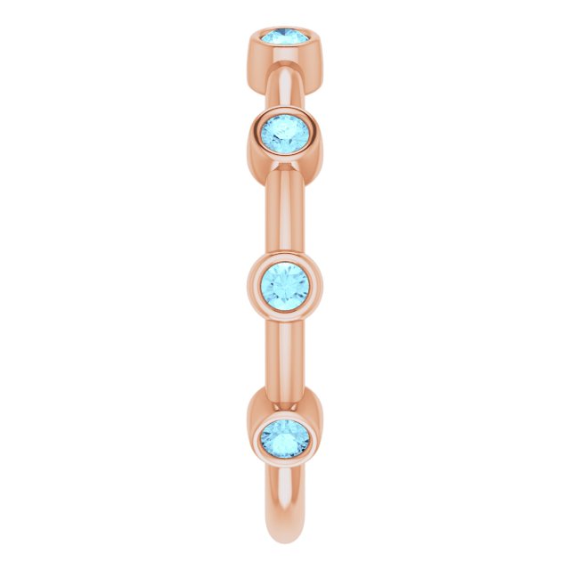 14K Rose Natural Aquamarine Bezel-Set Bar Ring