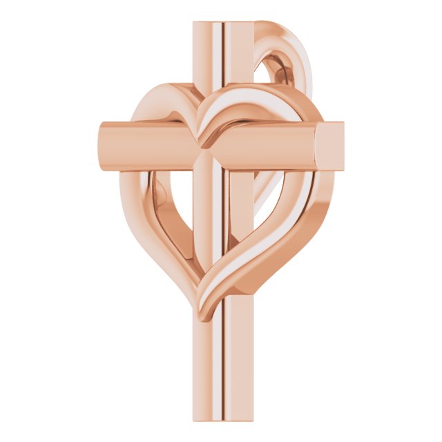14K Rose Youth Cross with Heart Pendant 2
