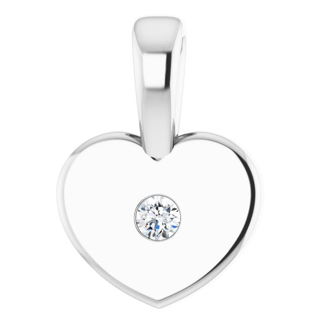 Sterling Silver .01 CT Diamond Youth Heart Pendant 1