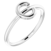 14K White Initial C Ring 1