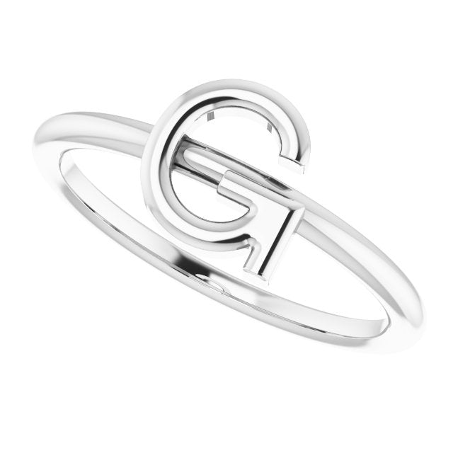 Sterling Silver Initial G Ring 5