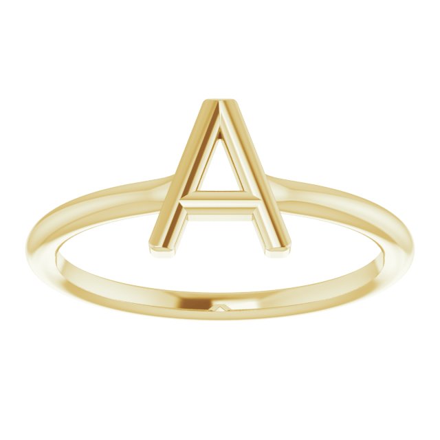 14K Yellow Initial A Ring 3